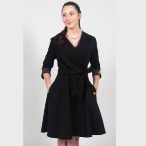 Betabrand J’ress Wrap Style Duster Coat Womens Medium Trench Belt Tie 3/4 Sleeve